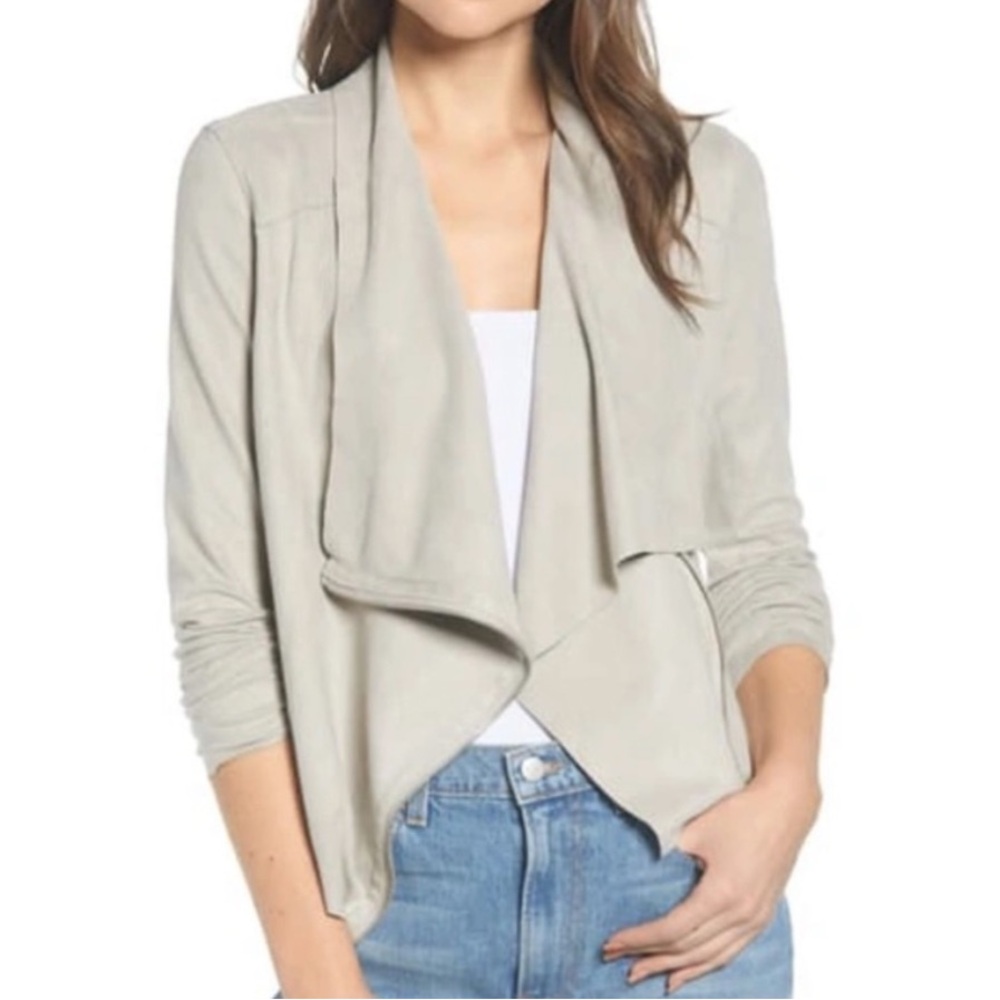 BLANKNYC Drape Front Faux Suede Jacket
